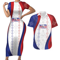 Haiti Football Les Grenadiers Personalized Couples Matching Short Sleeve Bodycon Dress and Hawaiian Shirt Voodoo Veve Papa Legba - Wonder Print Shop