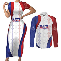Haiti Football Les Grenadiers Personalized Couples Matching Short Sleeve Bodycon Dress and Long Sleeve Button Shirt Voodoo Veve Papa Legba - Wonder Print Shop