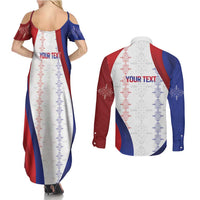 Haiti Football Les Grenadiers Personalized Couples Matching Summer Maxi Dress and Long Sleeve Button Shirt Voodoo Veve Papa Legba - Wonder Print Shop