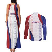 Haiti Football Les Grenadiers Personalized Couples Matching Tank Maxi Dress and Long Sleeve Button Shirt Voodoo Veve Papa Legba - Wonder Print Shop