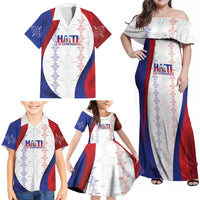 Haiti Football Les Grenadiers Personalized Family Matching Off Shoulder Maxi Dress and Hawaiian Shirt Voodoo Veve Papa Legba - Wonder Print Shop