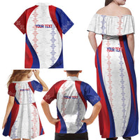 Haiti Football Les Grenadiers Personalized Family Matching Off Shoulder Maxi Dress and Hawaiian Shirt Voodoo Veve Papa Legba - Wonder Print Shop