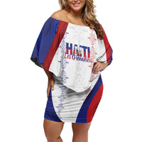 Haiti Football Les Grenadiers Personalized Family Matching Off Shoulder Short Dress and Hawaiian Shirt Voodoo Veve Papa Legba - Wonder Print Shop