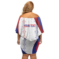 Haiti Football Les Grenadiers Personalized Family Matching Off Shoulder Short Dress and Hawaiian Shirt Voodoo Veve Papa Legba - Wonder Print Shop