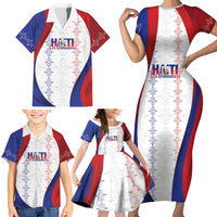 Haiti Football Les Grenadiers Personalized Family Matching Short Sleeve Bodycon Dress and Hawaiian Shirt Voodoo Veve Papa Legba - Wonder Print Shop