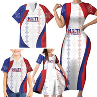 Haiti Football Les Grenadiers Personalized Family Matching Short Sleeve Bodycon Dress and Hawaiian Shirt Voodoo Veve Papa Legba - Wonder Print Shop