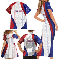 Haiti Football Les Grenadiers Personalized Family Matching Short Sleeve Bodycon Dress and Hawaiian Shirt Voodoo Veve Papa Legba - Wonder Print Shop