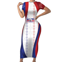 Haiti Football Les Grenadiers Personalized Family Matching Short Sleeve Bodycon Dress and Hawaiian Shirt Voodoo Veve Papa Legba - Wonder Print Shop