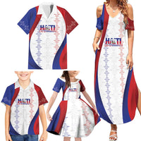 Haiti Football Les Grenadiers Personalized Family Matching Summer Maxi Dress and Hawaiian Shirt Voodoo Veve Papa Legba - Wonder Print Shop