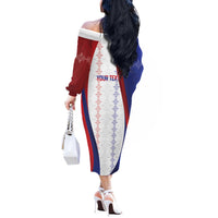 Haiti Football Les Grenadiers Personalized Off The Shoulder Long Sleeve Dress Voodoo Veve Papa Legba - Wonder Print Shop