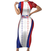 Haiti Football Les Grenadiers Personalized Short Sleeve Bodycon Dress Voodoo Veve Papa Legba - Wonder Print Shop