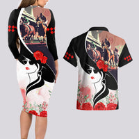 Kentucky Horse Racing Couples Matching Long Sleeve Bodycon Dress and Hawaiian Shirt Derby Hat LT7 - Wonder Print Shop