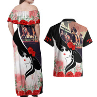 Kentucky Horse Racing Couples Matching Off Shoulder Maxi Dress and Hawaiian Shirt Derby Hat LT7 - Wonder Print Shop
