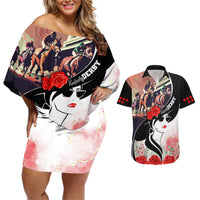 Kentucky Horse Racing Couples Matching Off Shoulder Short Dress and Hawaiian Shirt Derby Hat LT7 - Wonder Print Shop