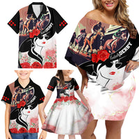 Kentucky Horse Racing Family Matching Off Shoulder Short Dress and Hawaiian Shirt Derby Hat LT7 - Wonder Print Shop