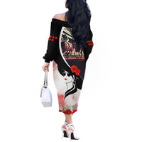 Kentucky Horse Racing Off The Shoulder Long Sleeve Dress Derby Hat - Wonder Print Shop