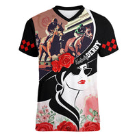 Kentucky Horse Racing Women V Neck T Shirt Derby Hat - Wonder Print Shop