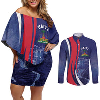 Personalized Haiti Citadelle Laferrière Couples Matching Off Shoulder Short Dress and Long Sleeve Button Shirt Grunge Style