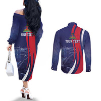 Personalized Haiti Citadelle Laferrière Couples Matching Off The Shoulder Long Sleeve Dress and Long Sleeve Button Shirt Grunge Style