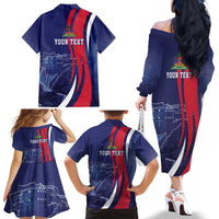 Personalized Haiti Citadelle Laferrière Family Matching Off The Shoulder Long Sleeve Dress and Hawaiian Shirt Grunge Style