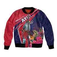 Haiti Personalized Bomber Jacket Hispaniolan Trogon Tropical Vibes