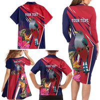 Haiti Personalized Family Matching Long Sleeve Bodycon Dress and Hawaiian Shirt Hispaniolan Trogon Tropical Vibes