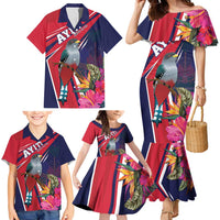 Haiti Personalized Family Matching Mermaid Dress and Hawaiian Shirt Hispaniolan Trogon Tropical Vibes