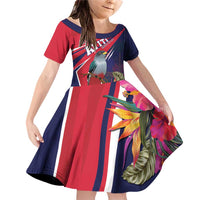 Haiti Personalized Family Matching Off Shoulder Short Dress and Hawaiian Shirt Hispaniolan Trogon Tropical Vibes