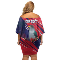 Haiti Personalized Family Matching Off Shoulder Short Dress and Hawaiian Shirt Hispaniolan Trogon Tropical Vibes