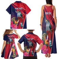 Haiti Personalized Family Matching Tank Maxi Dress and Hawaiian Shirt Hispaniolan Trogon Tropical Vibes