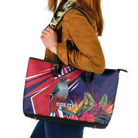 Haiti Personalized Leather Tote Bag Hispaniolan Trogon Tropical Vibes