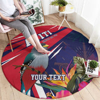 Haiti Personalized Round Carpet Hispaniolan Trogon Tropical Vibes
