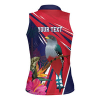 Haiti Personalized Women Sleeveless Polo Shirt Hispaniolan Trogon Tropical Vibes