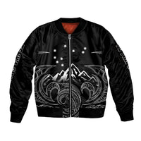 Peronsalised New Zealand Sleeve Zip Bomber Jacket Maori Te Iwa o Matariki - Wonder Print Shop