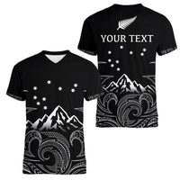 Personalised New Zealand Women V Neck T Shirt Maori Te Iwa o Matariki - Wonder Print Shop