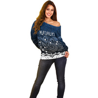 Peronsalised New Zealand Off Shoulder Sweater Matariki Maori Patterns - Gradient - Wonder Print Shop