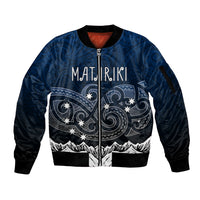 Peronsalised New Zealand Sleeve Zip Bomber Jacket Matariki Maori Patterns - Gradient - Wonder Print Shop