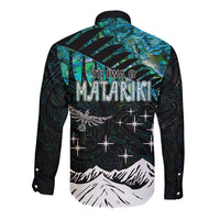 Personalised Maori New Year Long Sleeve Button Shirt Matariki Mix Paua Shell - Wonder Print Shop