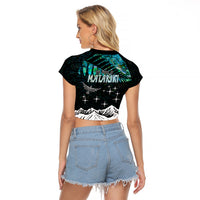 Personalised Maori New Year Raglan Cropped T Shirt Matariki Mix Paua Shell - Wonder Print Shop