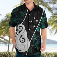 Personalised New Zealand Hawaiian Shirt Paua Shell Maori Manaia with Silver Ferns - Wonder Print Shop