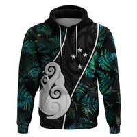 Personalised New Zealand Hoodie Paua Shell Maori Manaia with Silver Ferns - Wonder Print Shop