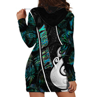 Personalised New Zealand Hoodie Dress Paua Shell Maori Manaia with Silver Ferns - Wonder Print Shop