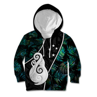 Personalised New Zealand Kid Hoodie Paua Shell Maori Manaia with Silver Ferns - Wonder Print Shop