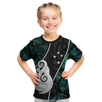 Peronsalised New Zealand Kid T Shirt Paua Shell Maori Manaia with Silver Ferns - Wonder Print Shop
