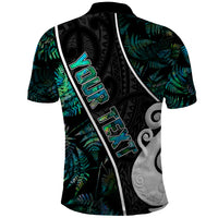 Peronsalised New Zealand Polo Shirt Paua Shell Maori Manaia with Silver Ferns - Wonder Print Shop