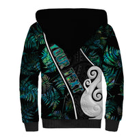 Peronsalised New Zealand Sherpa Hoodie Paua Shell Maori Manaia with Silver Ferns - Wonder Print Shop
