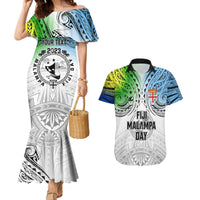 Personalised Malampa Fiji Day Couples Matching Mermaid Dress and Hawaiian Shirt Gradient Style LT7 - Wonder Print Shop