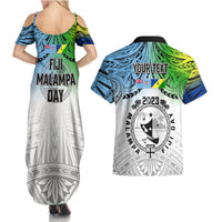 Personalised Malampa Fiji Day Couples Matching Summer Maxi Dress and Hawaiian Shirt Gradient Style LT7 - Wonder Print Shop