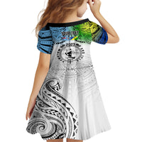 Personalised Malampa Fiji Day Family Matching Off Shoulder Long Sleeve Dress and Hawaiian Shirt Gradient Style - Wonder Print Shop