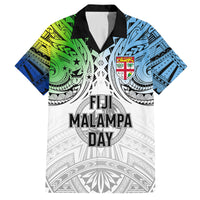 Personalised Malampa Fiji Day Family Matching Off Shoulder Long Sleeve Dress and Hawaiian Shirt Gradient Style - Wonder Print Shop